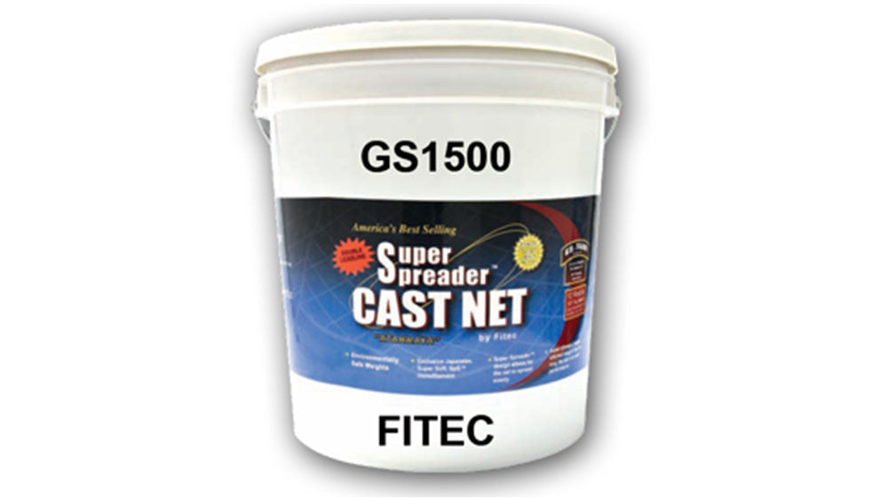 Fitec GS-1500 Ultra Spreader Shrimp Cast Net #11910, 10 ft. 5/8" Sq. Mesh With Tape