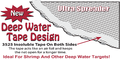 Fitec GS-1000 Ultra Spreader Shrimp Cast Nets #12060, 6 ft. 1/2" Sq. Mesh With Tape