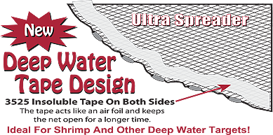Fitec GS-1500 Ultra Spreader Shrimp Cast Nets #11980, 8 ft. 5/8" Sq. Mesh With Tape